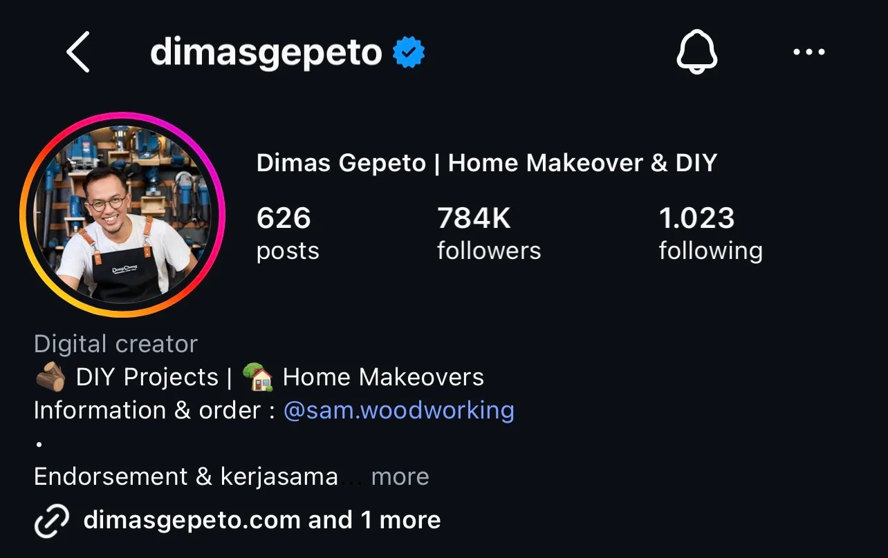 Dimas Gepeto Instagram profile
